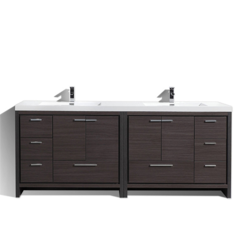 Lefebvre 83.4 inch Double Bathroom Vanity Set, Gray Oak