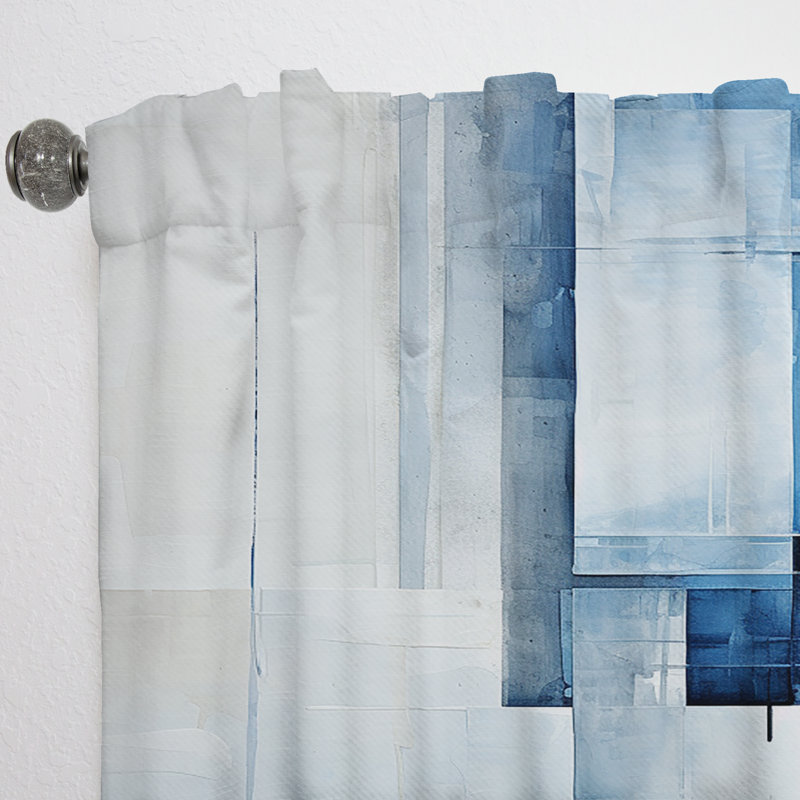 Alize White And Blue Nautical Geometry Collage - Nautical Velvet Curtain - Room Darkening - 1 panel, 52" W x 63" L