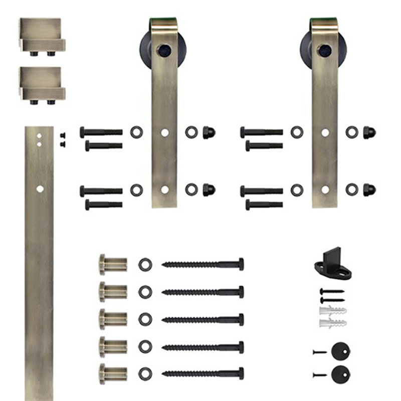 6.6 Ft. Soft Close Standard Single Barn Door Hardware Kit (Door Not Included), Antique Brass