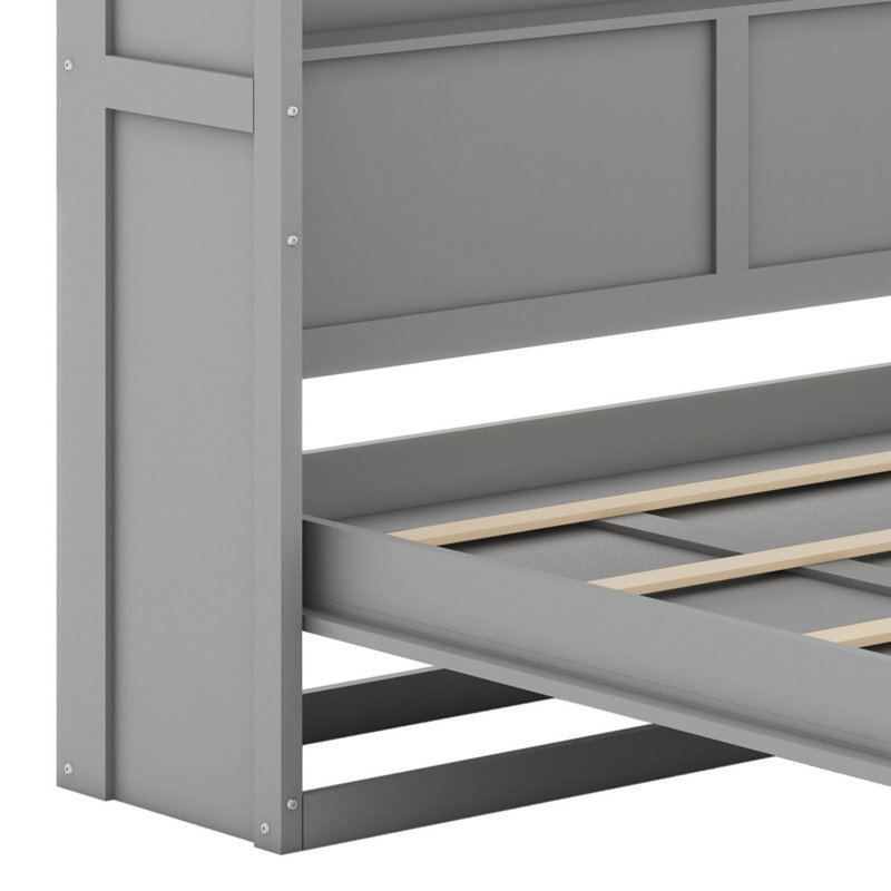 Lit escamotable élégant avec tablettes intégrées et peu encombrant, Gris