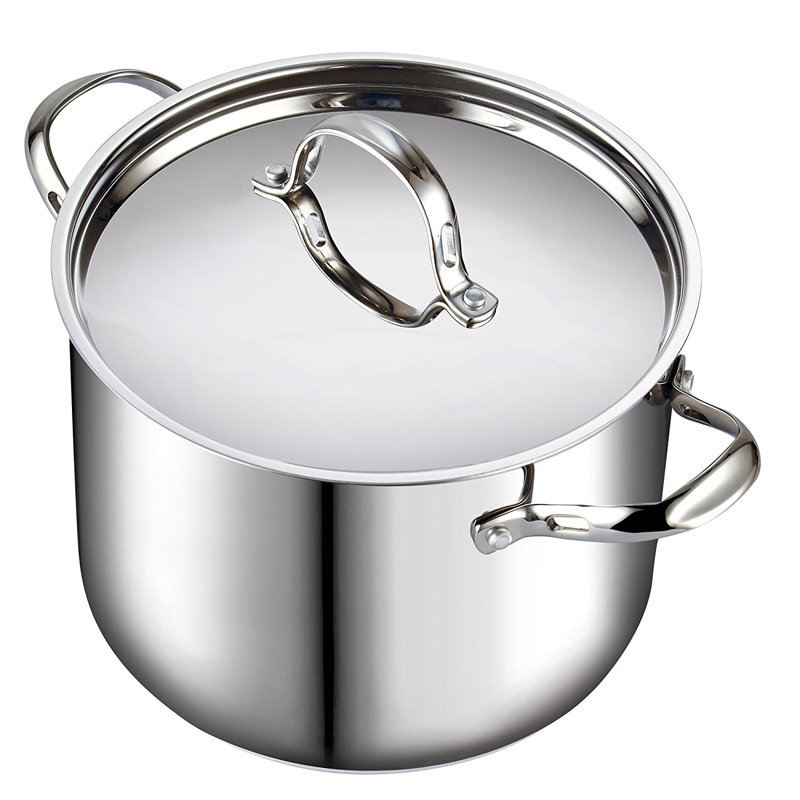 Batterie de cuisine classique en acier inoxydable 18/10 de 12 pte, avec cuve de cuisson profonde et couvercle en acier inoxydable Cooks