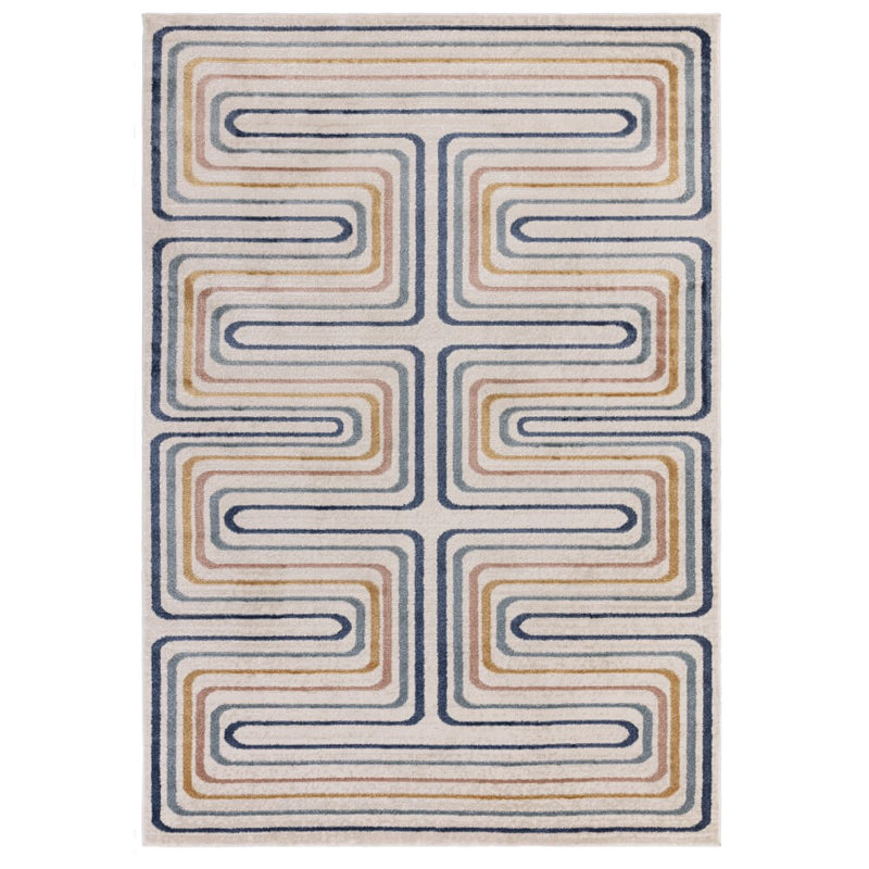 Deran Pulse Geo Cream/Multi Area Rug, Rectangle 160 x 220 cm