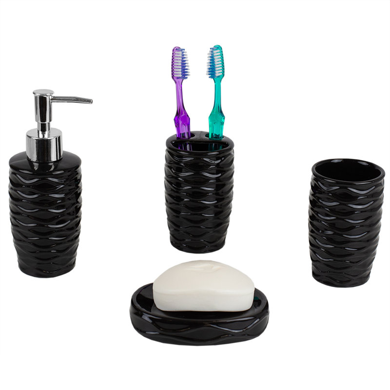 Ensemble d'accessoires de salle de bain 4 pièces  Curves, Noir