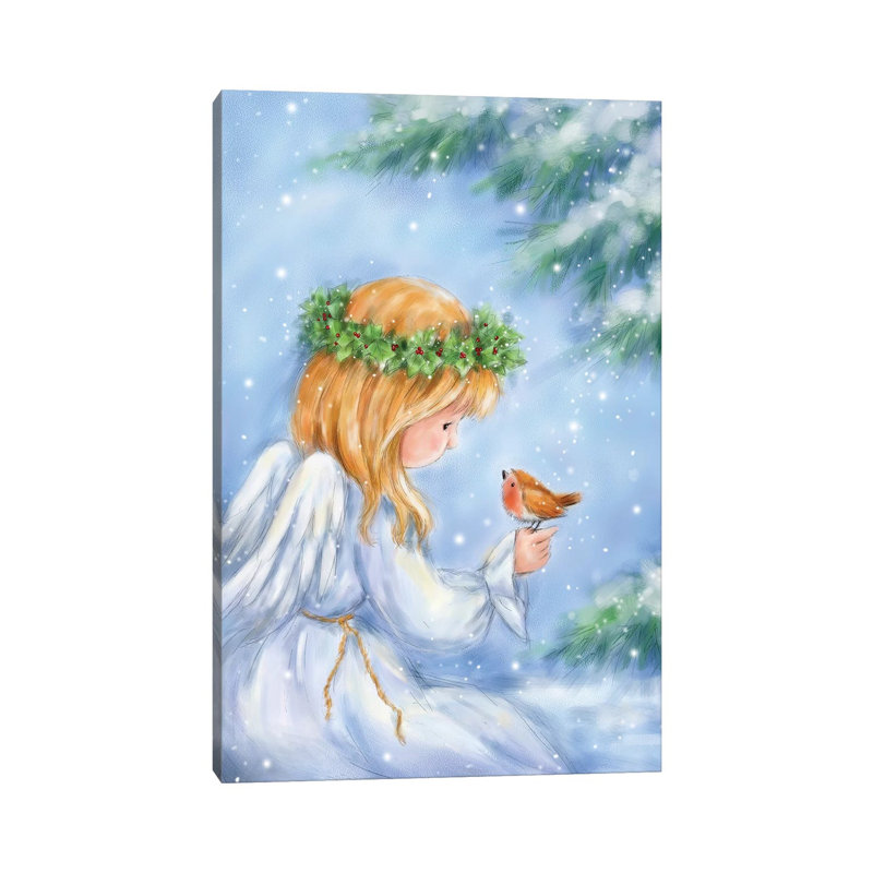 Angel And Robin by MAKIKO - Wrapped Canvas Print, 30.48 cm H x 45.72 cm W
