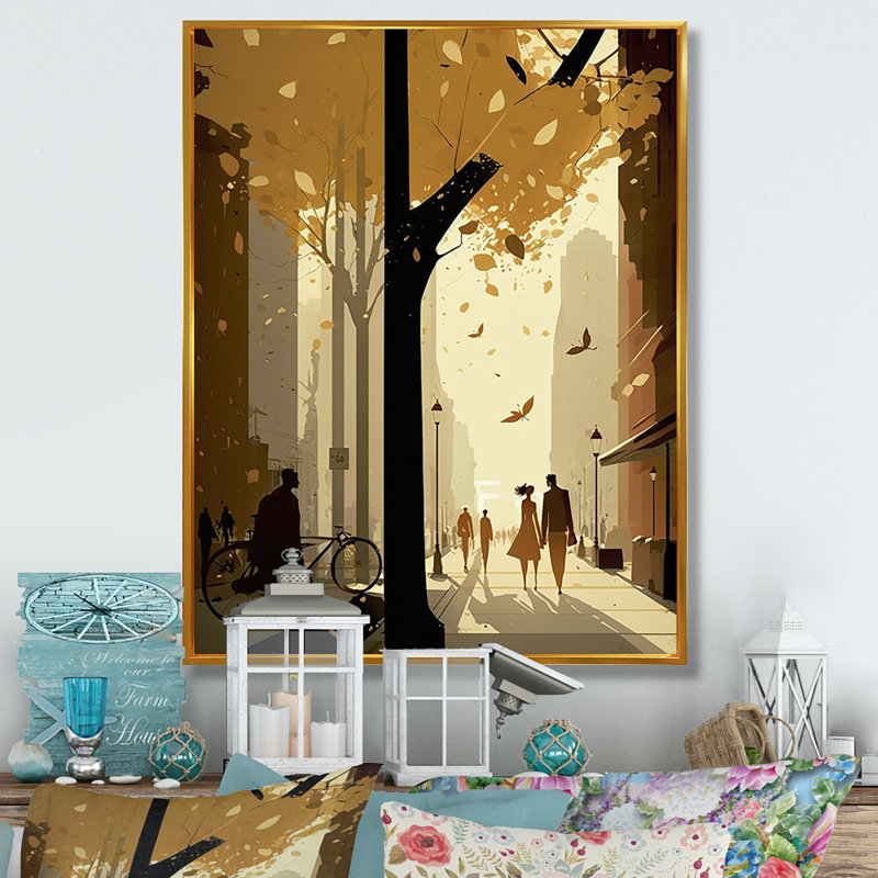 «Autumn Love in New York», reproduction sur toile, H 32 po x l 24 po x P 1 po, Toile avec cadre flottant or
