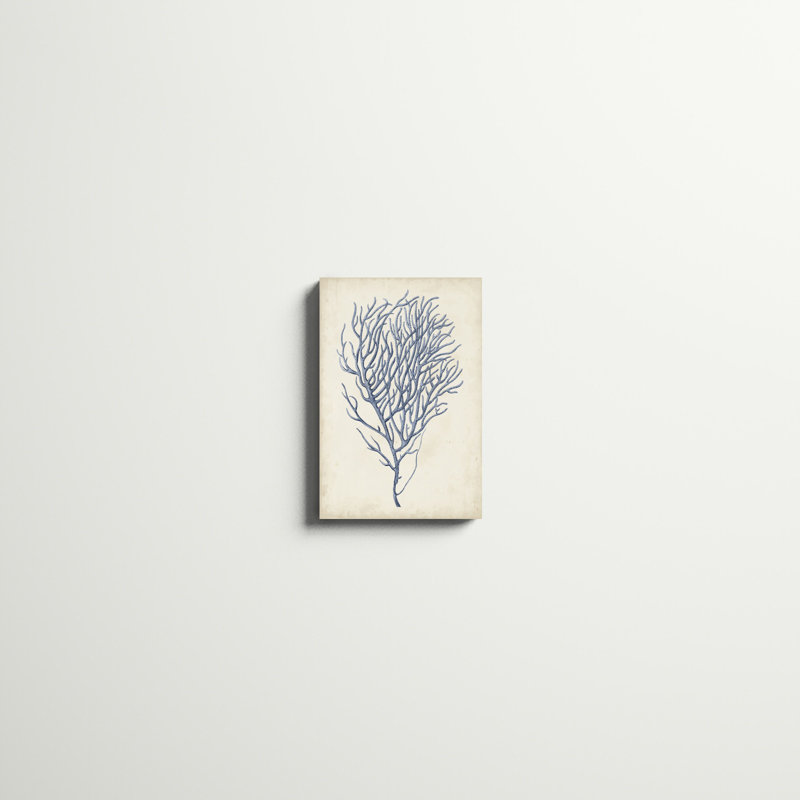«Indigo Coral VI», peinture sur toile, H 18 po x l 12 po