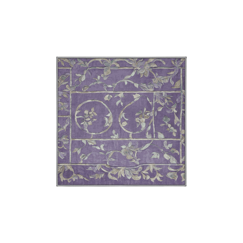 Machine Washable Purple Area Rug, Square 7'