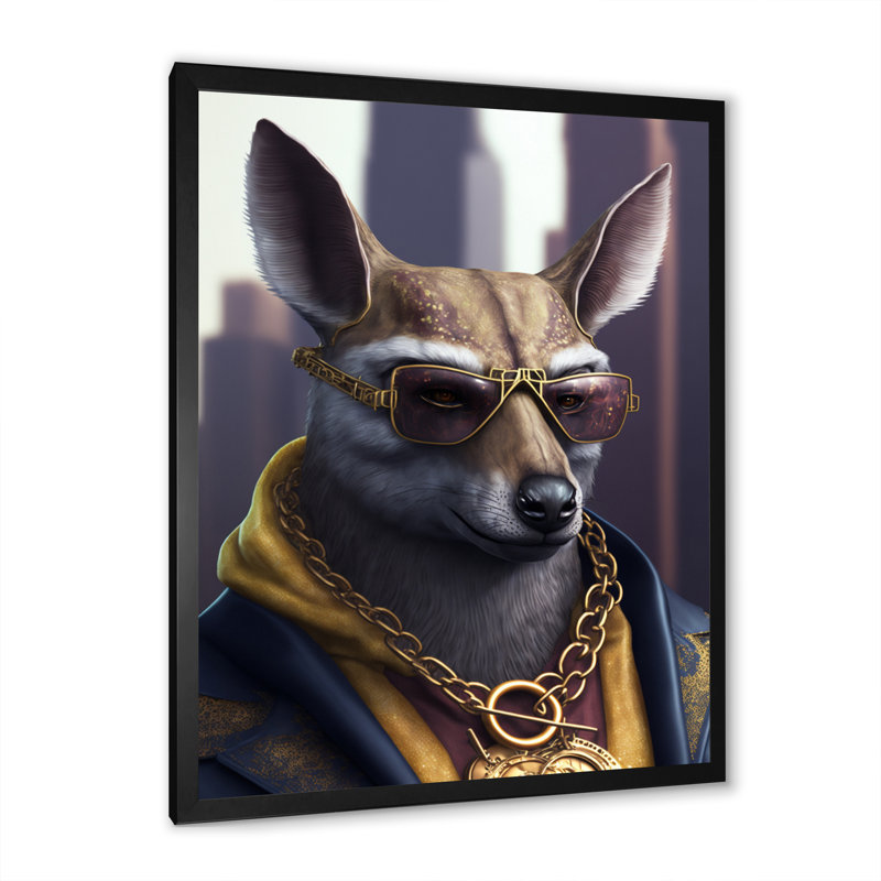 «Kangaroo Gangster in NYC», impression sur toile, Impression noire sur toile encadrée, H 20 po x l 12 po x P 1 po