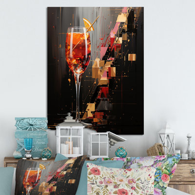 Red Regal Ruby Cocktail Brilliance - Art mural en métal cocktails