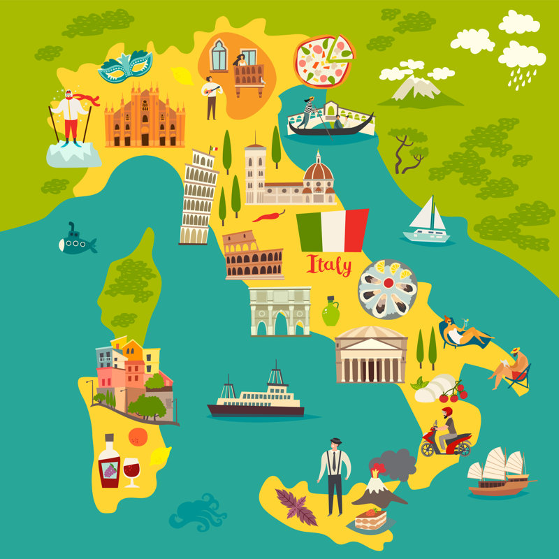 Italy Poster by Coffeee-in - Wrapped Canvas Print, 91cm H x 91cm W