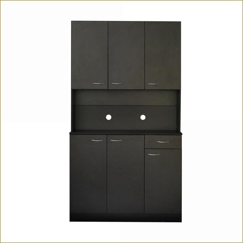 Armoires modernes l 39,4 po x P 15,4 po x H 70,9 po avec 6 portes, 1 tiroir et 1 tablette, panneau de fibres à densité moyenne noir |