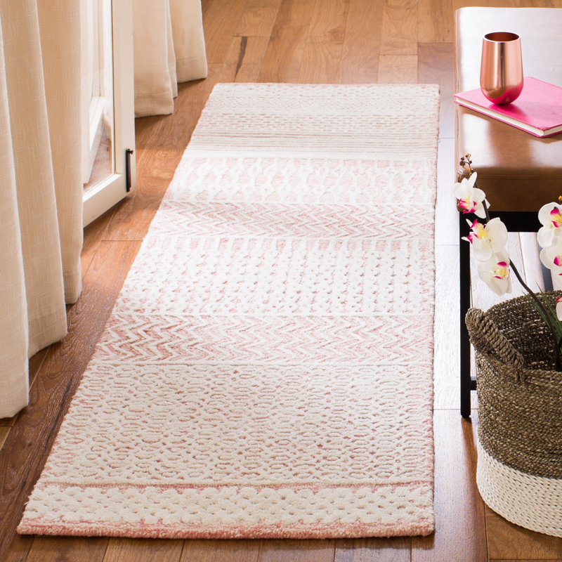 Caudill Hand Tufted Viscose/Wool Southwestern Rug in Light Pink, Runner 2'3" x 8'