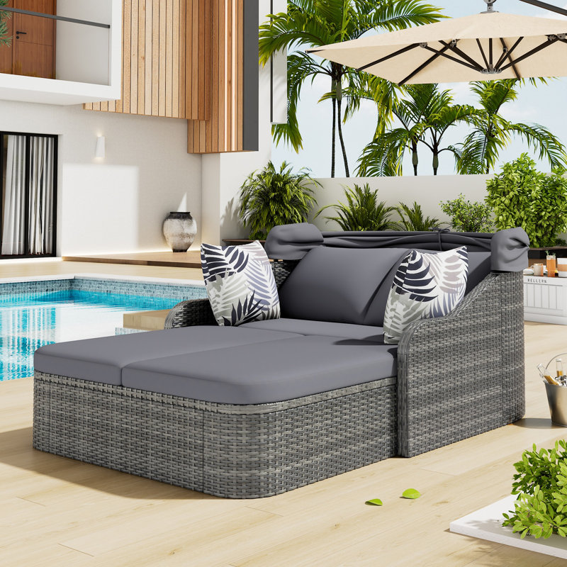 133cm Wide Curved Metal Patio Daybed