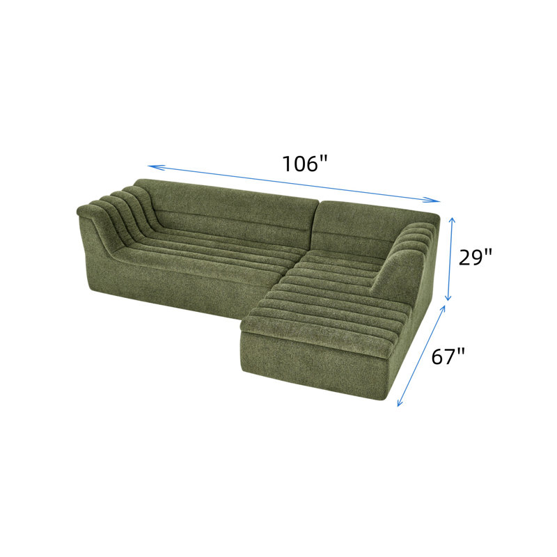Canapé modulaire en L de 106 pouces, Vert
