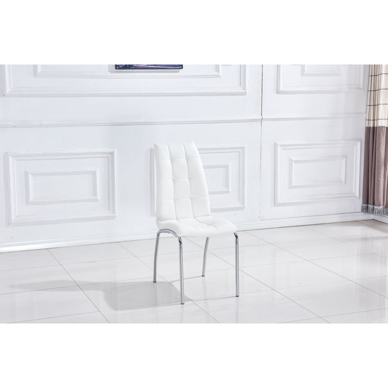 Chaise rembourrée Nasim, Blanc, Doré