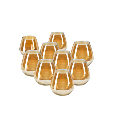 Serene Spaces Living Set Of 24 Amber Flower Modern Glass Vase For Wedding, Home Decor, Living Room, Kitchen, Table Decorative Tealight Holder Centerpiece