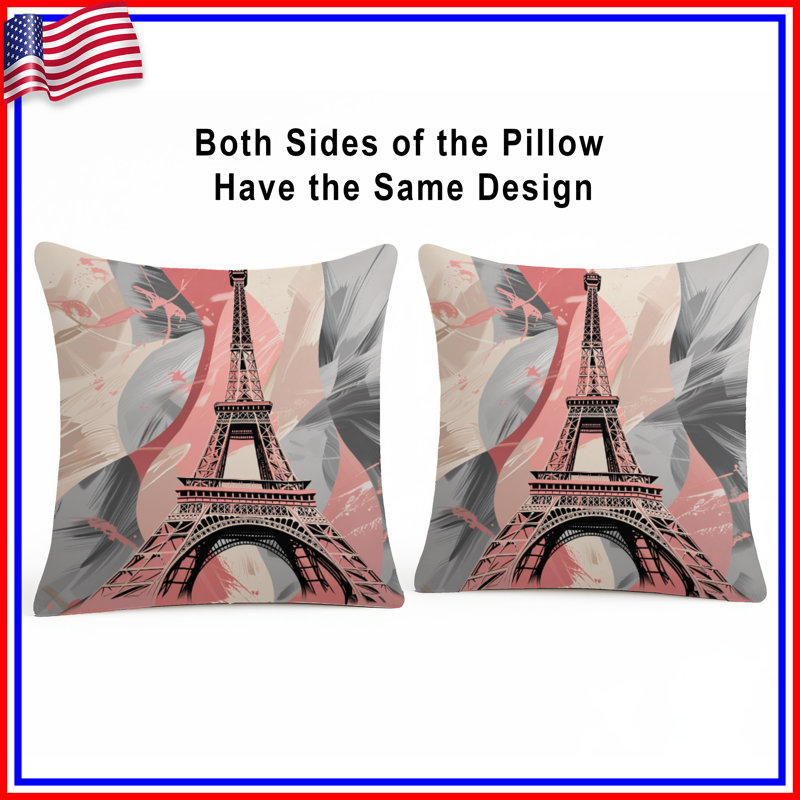 Coussin Tour Eiffel, coussins double face Architecture, 20 x 20 inches