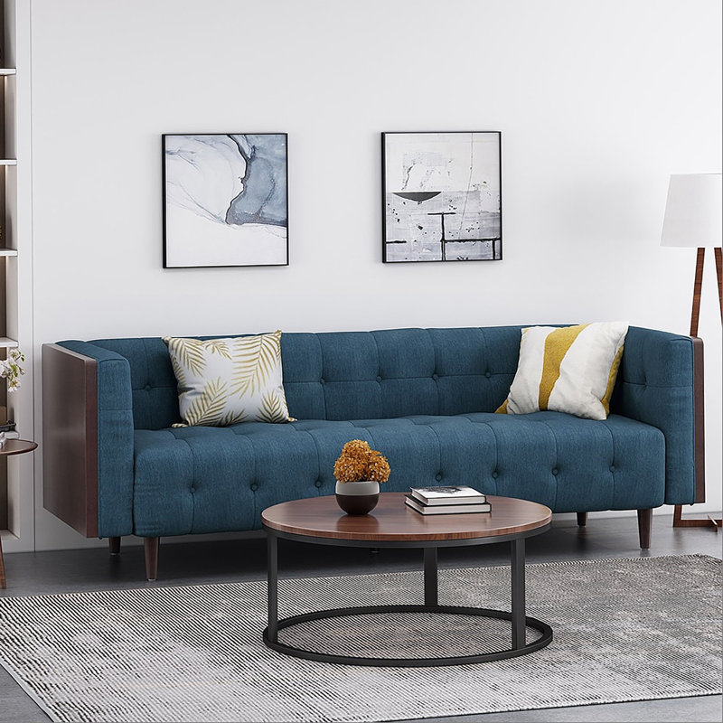 69871.00A_69871.00B 3-SEATER SOFA, Blue Fabric