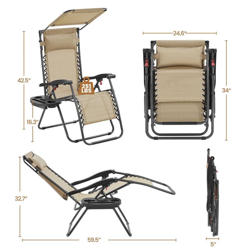 Chaises à gravité zéro avec parasol