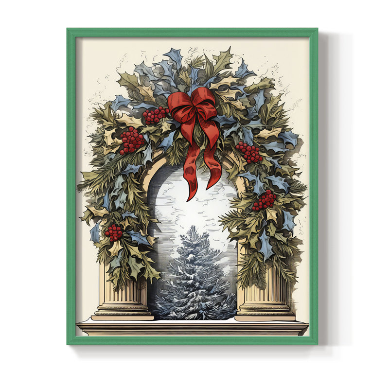 «Christmas Holiday Art CDL III», reproduction encadrée - bois massif