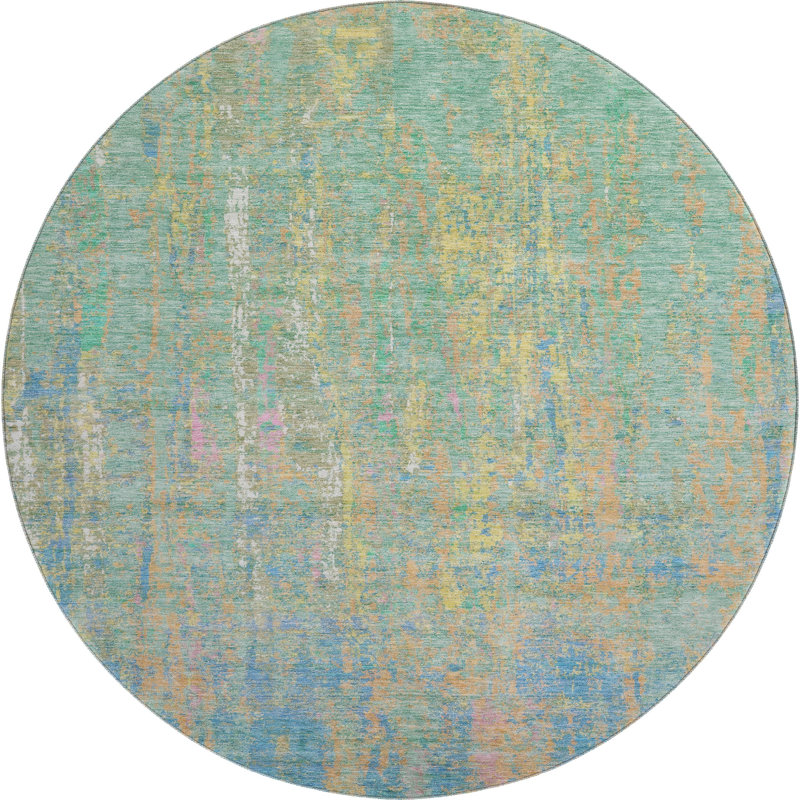 Premium Machine Washable Alaina AMF1931 Abstract Rug, Round 8'