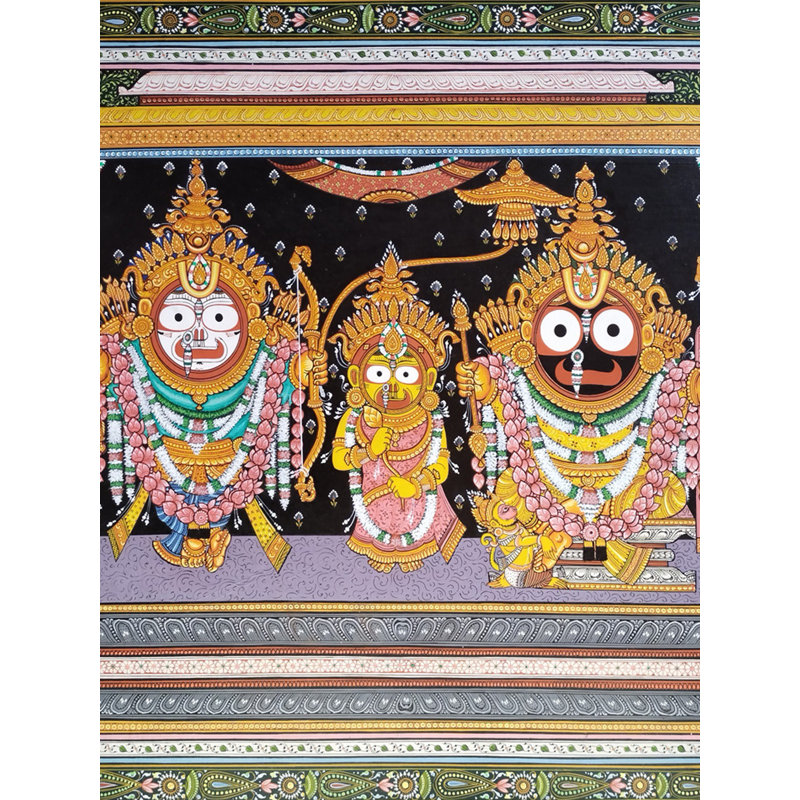 Ramabesha Jagannatha Balarama avec Subhadra | Couleur naturelle sur feuille faite à la main | Par Rakesh Kumar