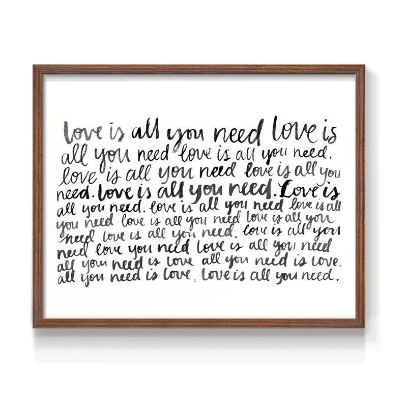 Écriture avec amour I - Reproduction encadrée - Restickable, Noyer, H 16 po x l 20 po
