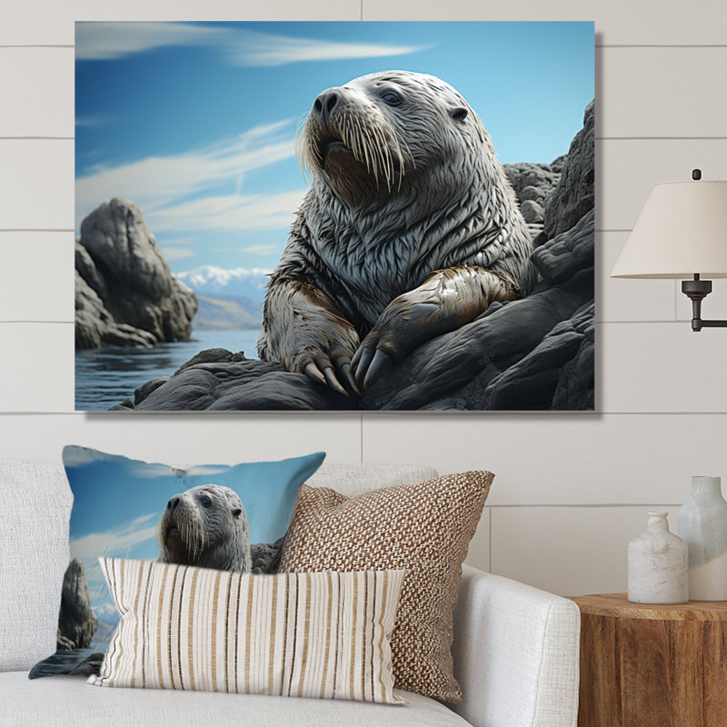Morse côtier majestueux sur toile, H 12 po x l 20 po x P 1 po, Toile tendue