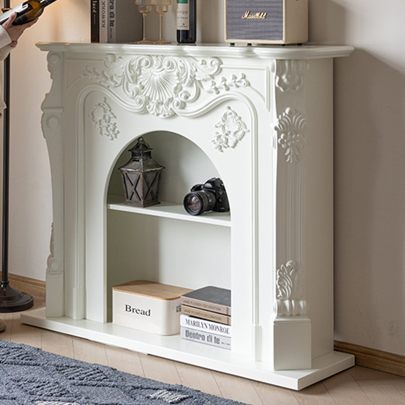 White Solid Wood Freestanding Fireplace