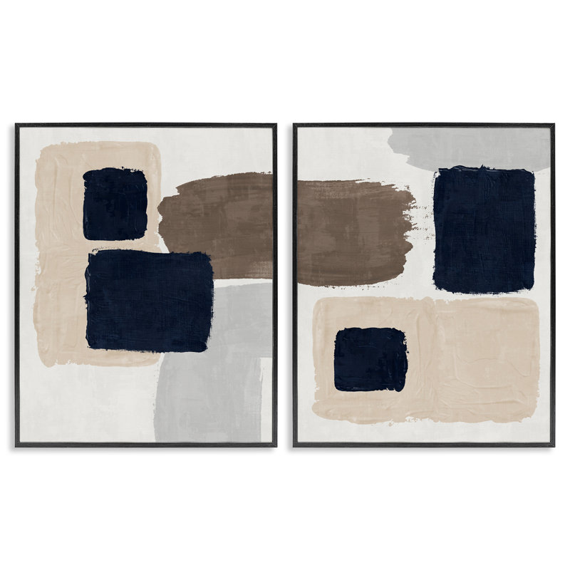 Ensemble de 2 giclées encadrées bleu marine par Nina Blue, H 30 po x l 24 po, Giclée encadrée noir minuit
