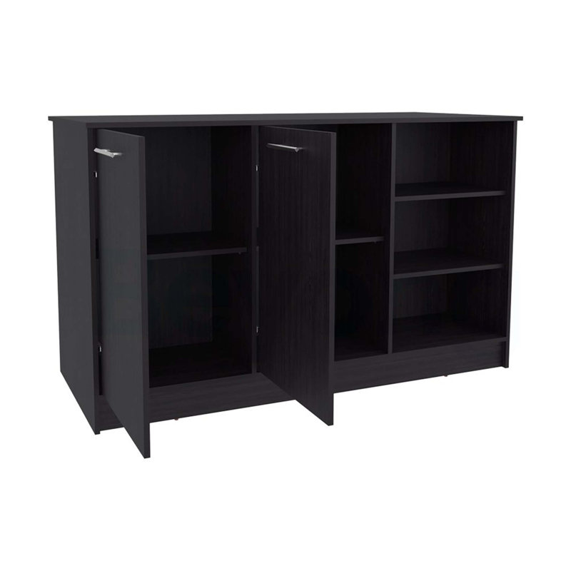 Stylish Kitchen Island Leoti with Ample Storage and Durable Design, for Modern Cooking and Entertaining Spaces, Black Wengue