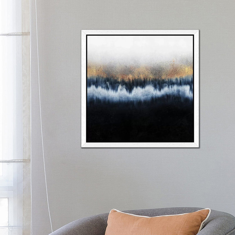 Golden Horizon - Square - Floater Frame Painting on Canvas, 66.04 cm H x 66.04 cm W, White Framed