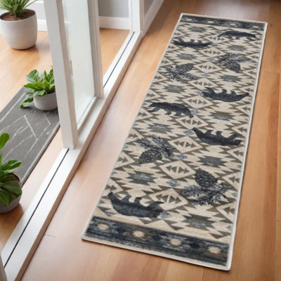 Tapis en polypropylène ivoire ou bleu