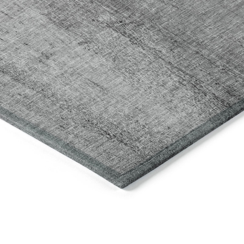 Tapis intérieur gris argenté et gris anthracite lavable 3 pi x 5 pi