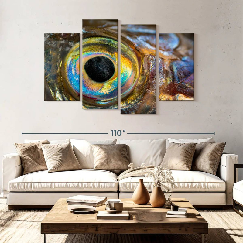 Oeil de poisson iridescent Brampt, H 54 po x l 84 po