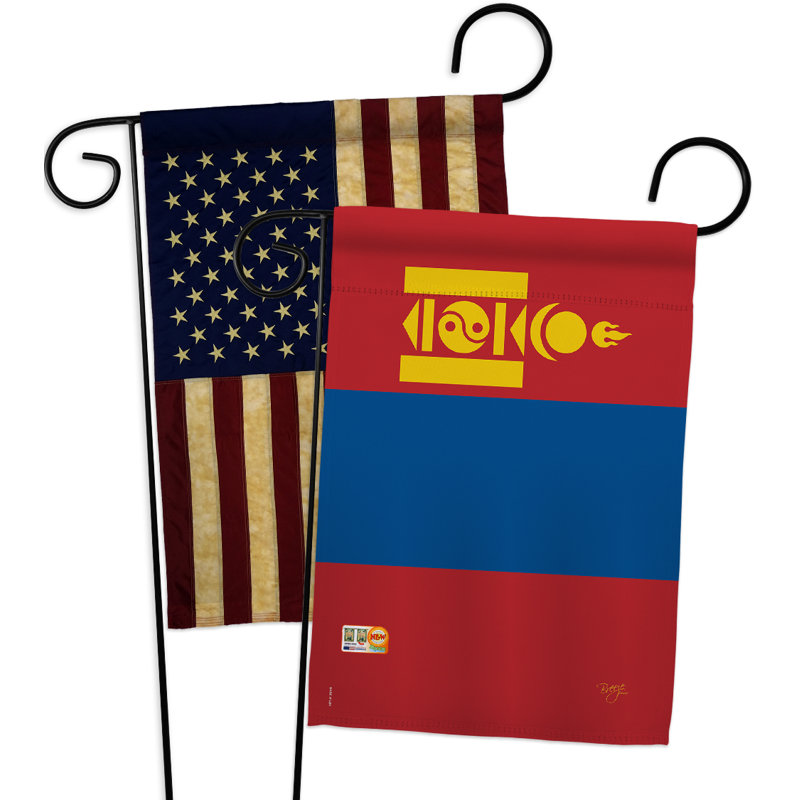 Ensemble de drapeaux décoratifs en polyester 2 faces 19 x 13 po 2 pièces mongolie impressions