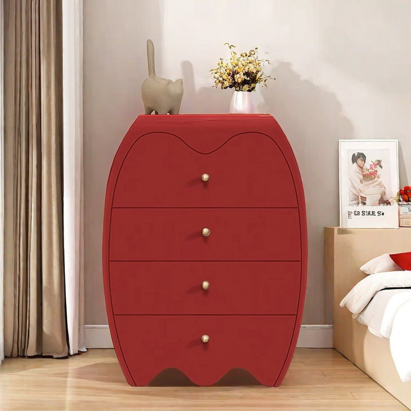 Commode d'appoint 4 tiroirs, Rouge