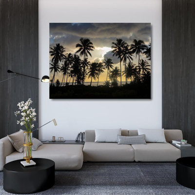 Merrill Images Gallery, reproduction d'art sur toile tendue: Fidji, île de Taveuni, coucher de soleil avec palmiers