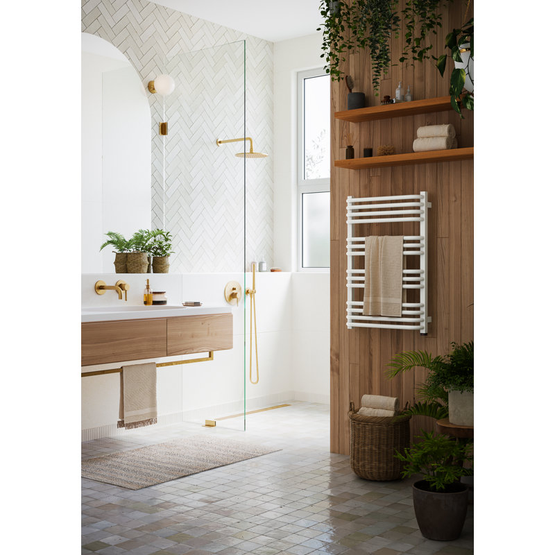 Alex One Electric Towel Rail, 760cm H x 50cm W x 132cm D, Straight Towel Rail, White