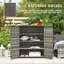 Armoire de rangement d'extérieur en osier de rotin avec 4 tablettes et 2 portes, boîte de terrasse de protection UV 2000h pour le jardin, rangement de serviettes de piscine, gris mélangé