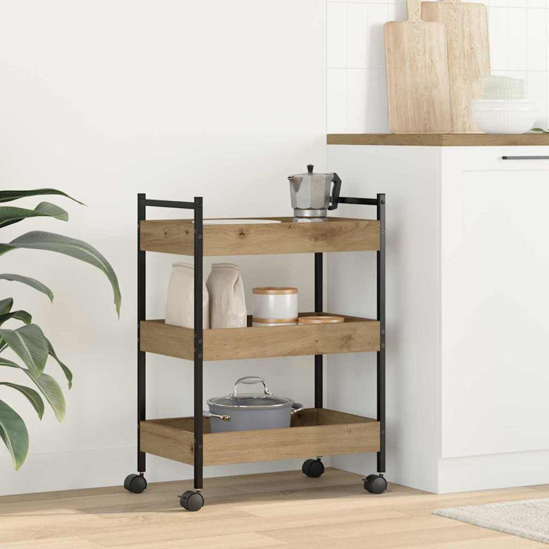 Kitchen Trolley 50 X 30 X 70 Cm Engineered Wood, Artisan Oak