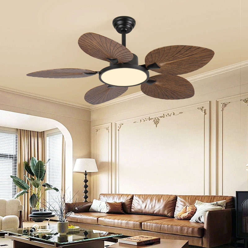52Inch Tropical Palm Leaf Ceiling Fan With Lights & Remote Control