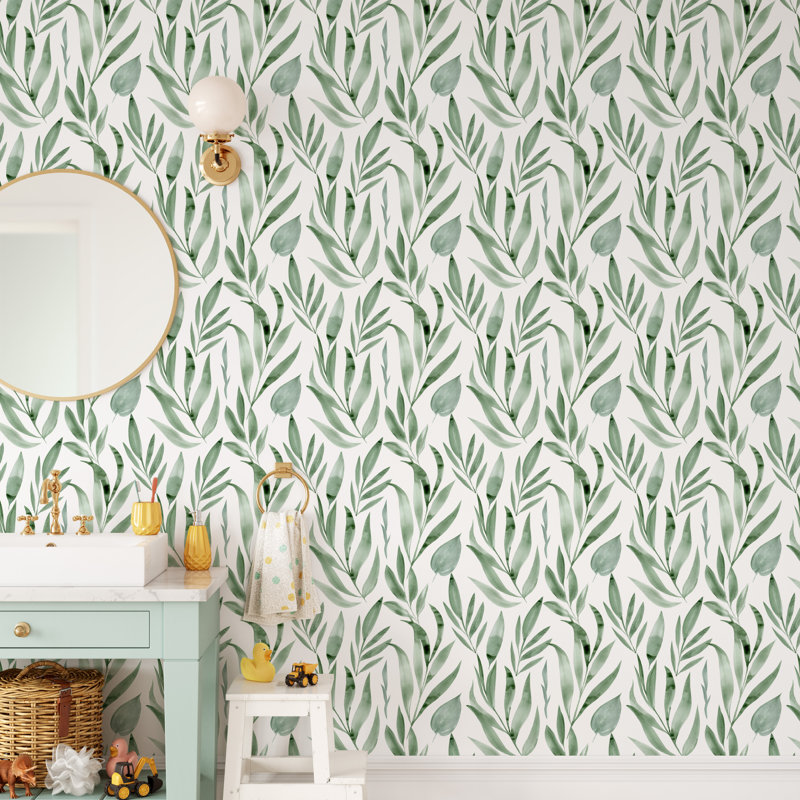 Papier peint amovible Luxury Green Tropical Leaves, L 24 po x L 120 po