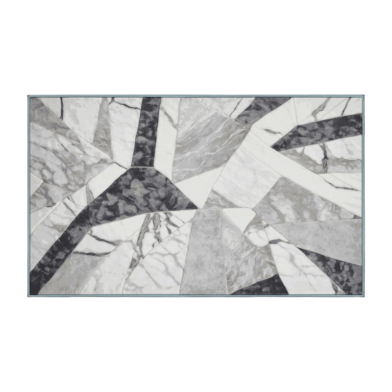Machine Washable Blue Area Rug, Rectangle 7' x 10'