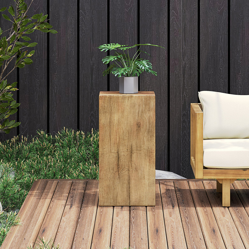 1 table de bout à colonne carrée, Naturel, H 27,8 po x l 14,55 po x P 14,55 po