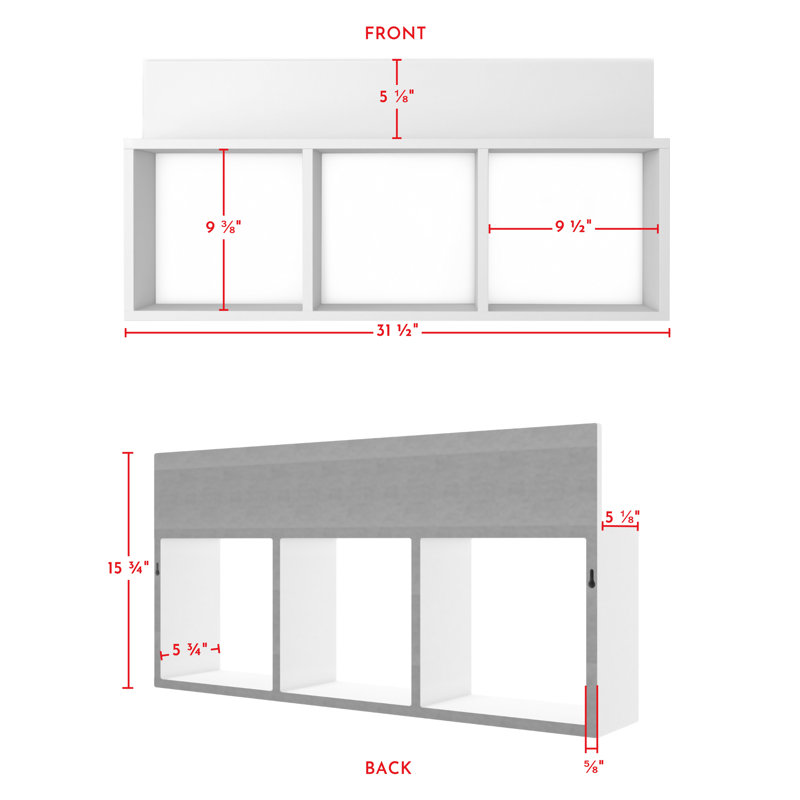 Mcneil 3-Cubby Manufactured Wood Wall Shelf, White