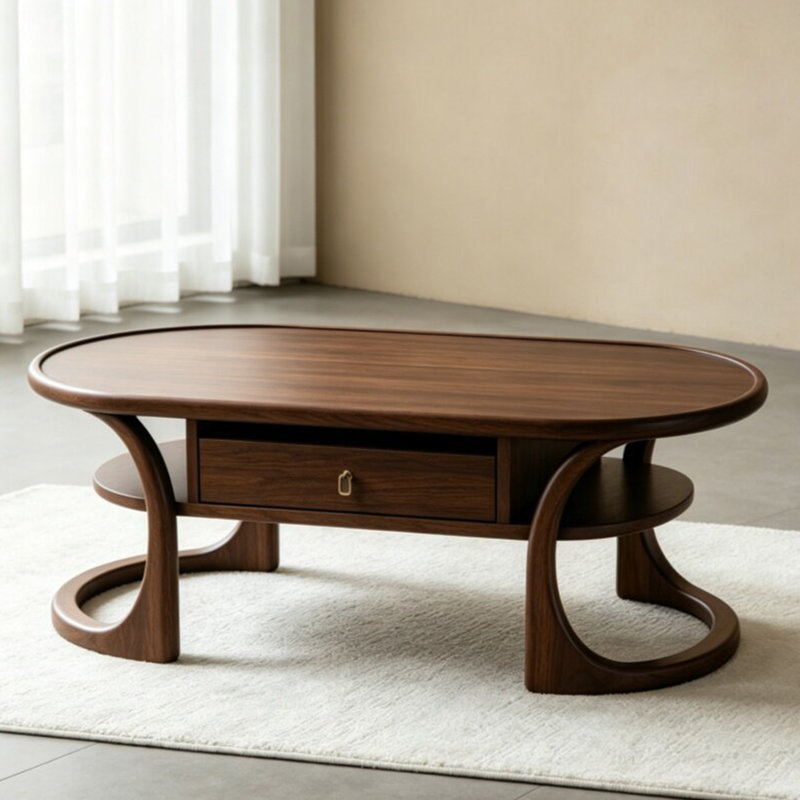 Table basse en bois massif de style médiéval