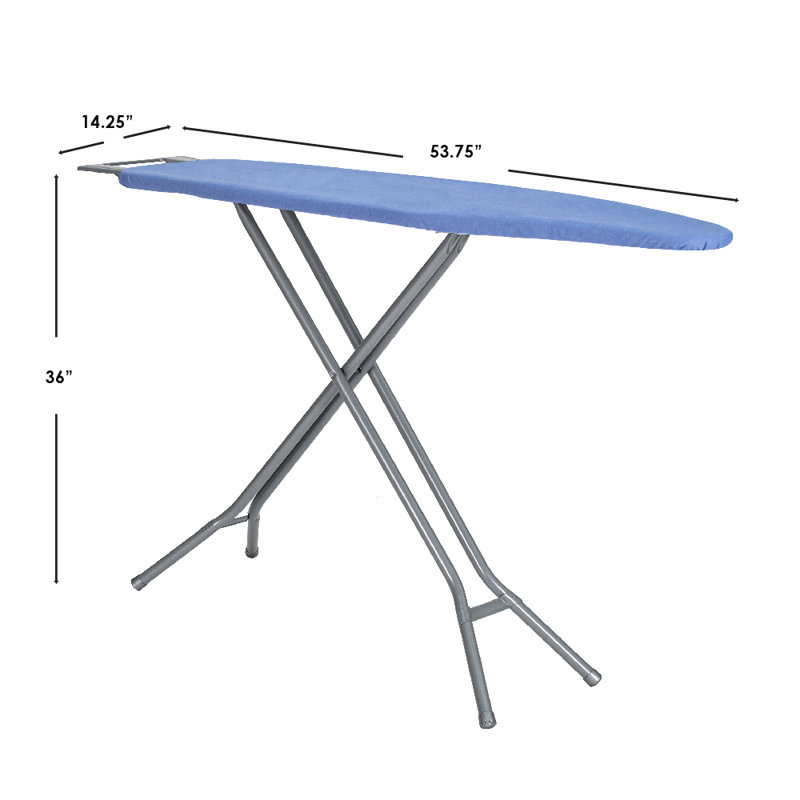 Planche à repasser à hauteur réglable à 4 pieds avec plateau en filet et repose-fer Seymour Home Products, Bleu foncé