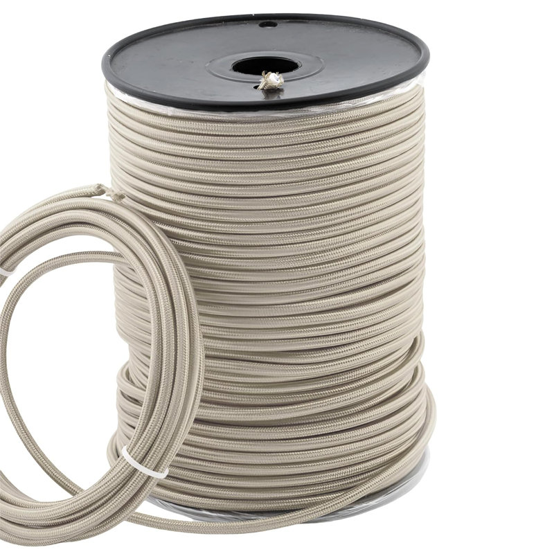 Steinauer 3Core Round 5 Meters Vintage Coloured 0.75Mm Braided Fabric Flexible Electrical Cable, Cream