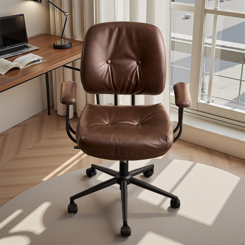 Large Size Ergonomic Executive Office Chair -Adjustable Gas Lift Swivel, Dark  Brown